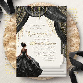 Invitación Moderno cuento de hadas real negro Quinceanera