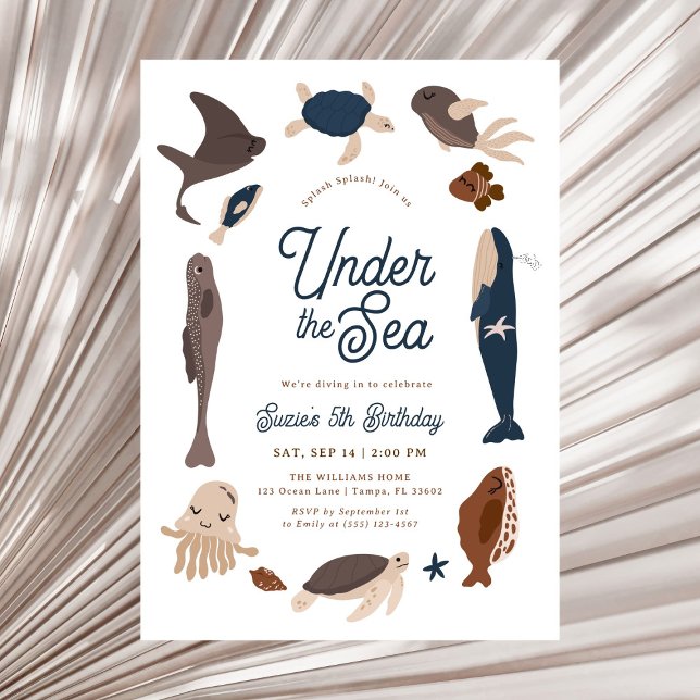 Invitación Moderno Cumpleaños 5 Bajo el Mar (Subido por el creador)