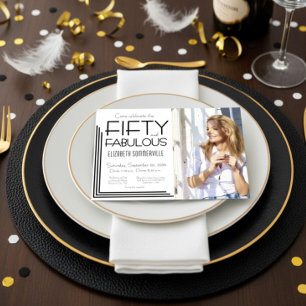 Invitación Moderno Cumpleaños de 50 años Fifty & Fabuloso Fot