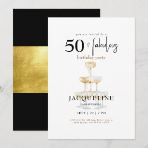 Invitación Moderno Cumpleaños de Champán 50 & Fabuloso II