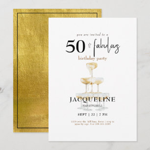 Invitación Moderno Cumpleaños de Champán 50 & Fabuloso III