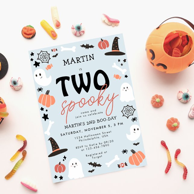 Invitación Moderno Cute Dos Espectadores Halloween Boy Segund (Subido por el creador)