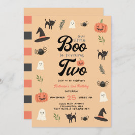 Invitación Moderno Cute nuestro pequeño Boo Halloween 2º cump