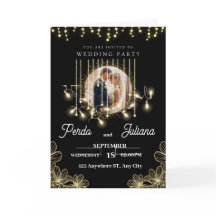 Moderno Deco Elegante Invitat negro y Boda dorado