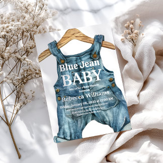 Invitación Moderno Denim Blue Jean Baby Boy Baby Shower