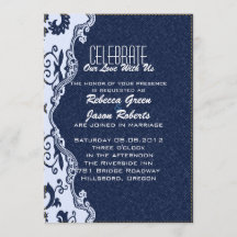 moderno denim encaje azul Floral matrimonio de cam