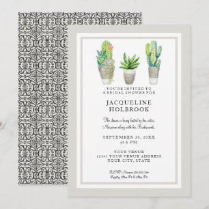 Invitación Moderno Desierto Rústico Cactus Pots Ducha Bridal