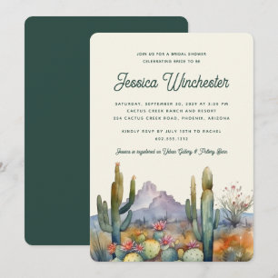 Invitación Moderno desierto verde Verde azulado Cactus Bridal