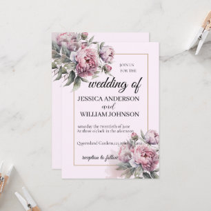Invitación Moderno Desinger Dusty Rosa Rubor Weeding