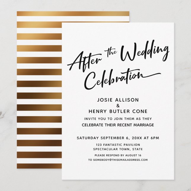 Invitación Moderno después de la celebración Boda de las band (Anverso / Reverso)