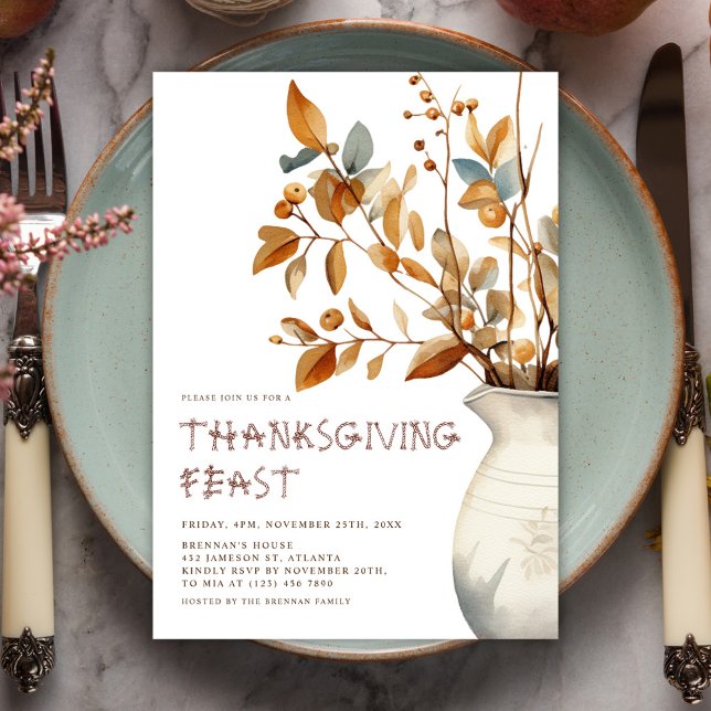 Invitación Moderno Día de Acción de Gracias Cena Amistad Caíd (Modern Thanksgiving Dinner Fall Friendsgiving Invitation)