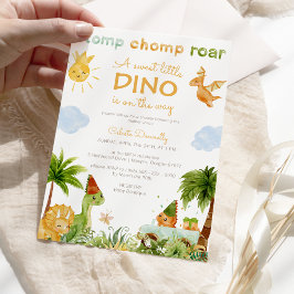 Invitación Moderno Dinosaurio blanco dulce pequeño Baby Showe