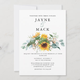 Invitación Moderno diseño contemporáneo Boda de girasoles