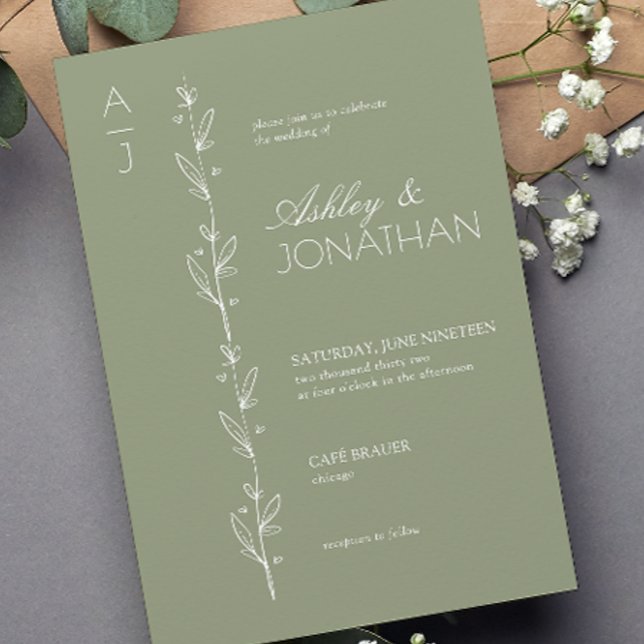 Invitación Moderno divisor botánico Sage Green Boda (Subido por el creador)