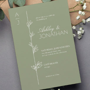 Invitación Moderno divisor botánico Sage Green Boda
