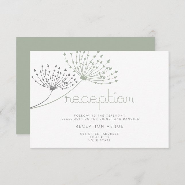Invitación Moderno Doodle Simple Flower Sage Green (Anverso / Reverso)