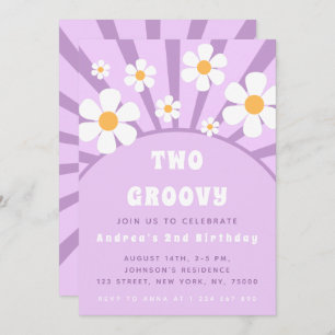 Invitación Moderno Dos Groovy Retro Sunshine Primer Cumpleaño