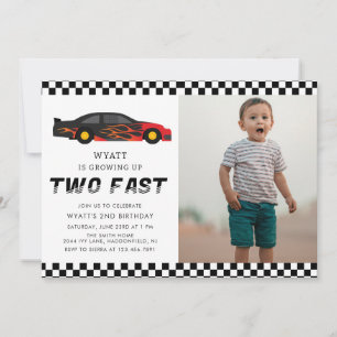 Invitación Moderno Dos Racecares Rápidos Segundo Cumpleaños