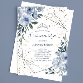 Invitación Moderno Dusty Blue Silver Quinceañera