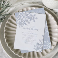 Moderno Dusty Blue Snowflake Winter Bridal Shower