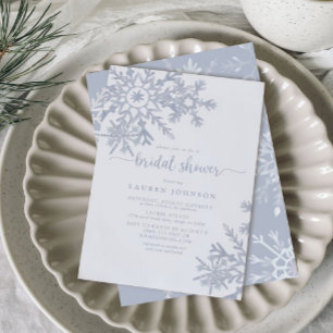 Invitación Moderno Dusty Blue Snowflake Winter Bridal Shower