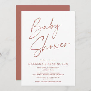 Invitación Moderno Earth Tones Simple Script Baby Shower