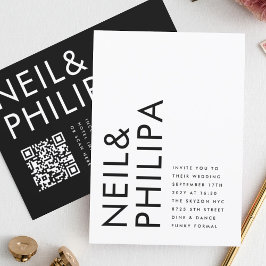 Invitación Moderno EDITABLE Negrita Nombres QR CÓDIGO Boda RS