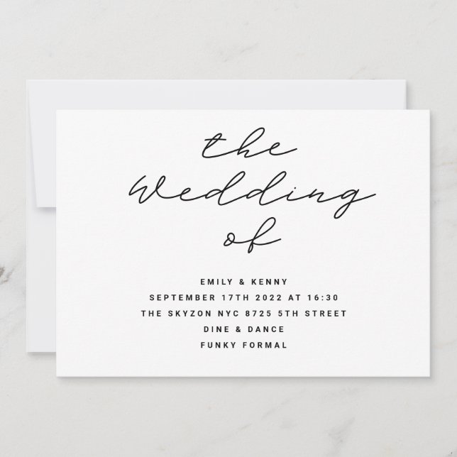 Invitación Moderno | El Boda de | Blanco y negro | BODA (Anverso)