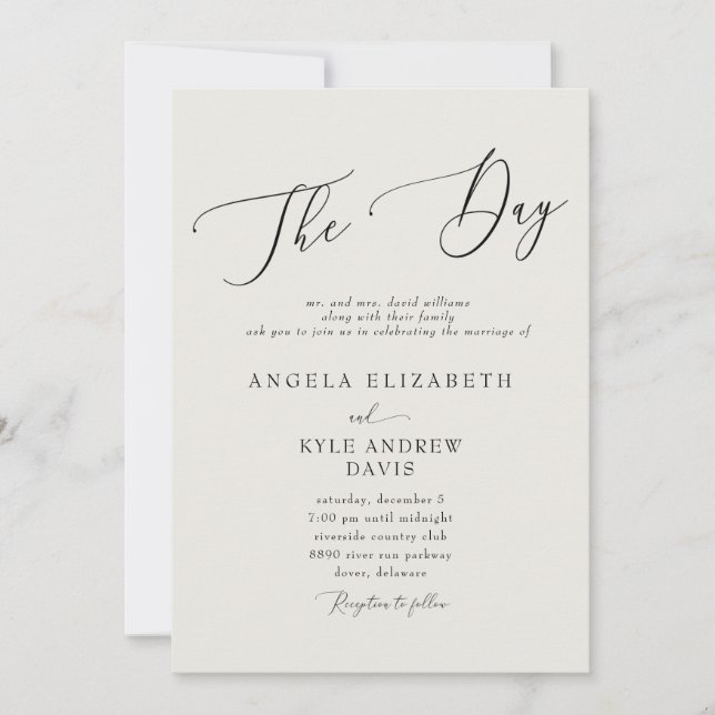 Invitación Moderno El Día Beige Elegante Y Boda Moderno (Anverso)