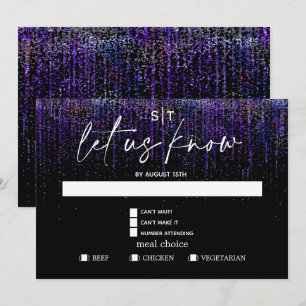 Invitación Moderno Elección de Comida RSVP Edgy Purpurina Púr