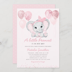 Invitación Moderno elefante lindo Chica globos Baby Shower In