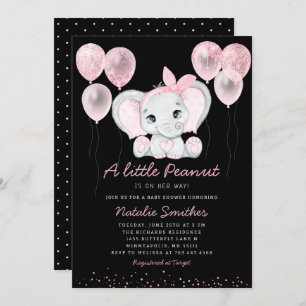 Invitación Moderno elefante lindo Chica globos Baby Shower In