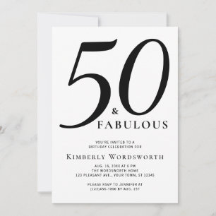 Invitación Moderno Elegante 50 Cumpleaños Quincuagésimo Fabul
