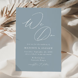 Invitación Moderno Elegante Azul Polvoriento Nos Casamos