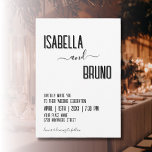 Invitación Moderno, elegante Boda de texto negro personalizad<br><div class="desc">Esta moderna invitación a la boda incluye un elegante texto negro personalizado sobre un fondo blanco y nítido, que representa la esencia del minimalismo. El diseño es elegante y atemporal, perfecto para las parejas que aprecian la sencillez y la sofisticación. Descubra más elementos esenciales de boda en nuestra colección, incluyendo...</div>