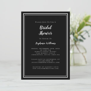 Invitación Moderno Elegante Chic Negro Blanco Desayuno para l