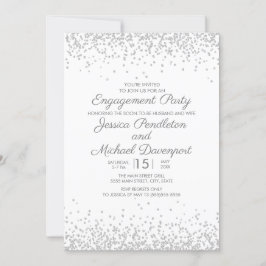 Invitación Moderno Elegante Compromiso Blanco con Brillo Plat