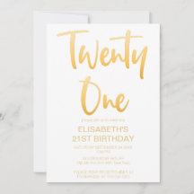 Moderno Elegante Cumpleaños Simple Blanco 21 Fiest