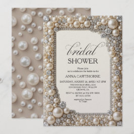 Invitación Moderno Elegante Duchas de Novia Perlas