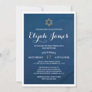 Invitación Moderno Elegante Estrella de David Bar Mitzvah Azu