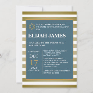 Invitación Moderno Elegante Estrella de David Bar Mitzvah Azu