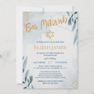 Invitación Moderno Elegante Estrella de David Bar Mitzvah Azu