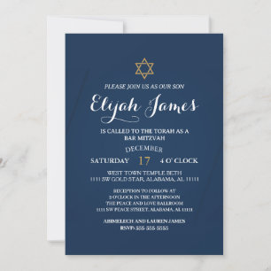Invitación Moderno Elegante Estrella de David Bar Mitzvah Azu