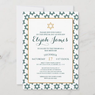 Invitación Moderno Elegante Estrella de David Bar Mitzvah Azu
