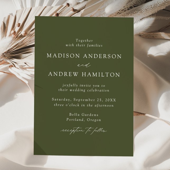 Invitación Moderno Elegante Script Bodas Verde Oliva (Subido por el creador)