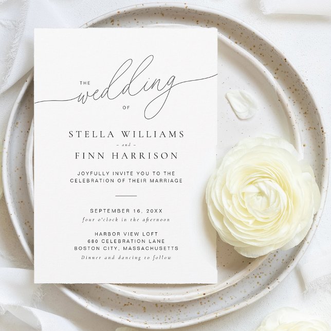 Invitación Moderno Elegante Script Minimalista Boda (Modern Elegant Script Minimalist Wedding Invitation)