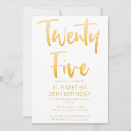 Invitación Moderno Elegante Simple Blanco 25 cumpleaños fiest