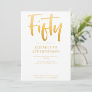 Invitación Moderno Elegante Simple Blanco 50 cumpleaños