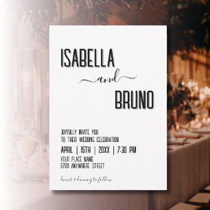 Invitación Moderno, elegante texto personalizado negro Boda
