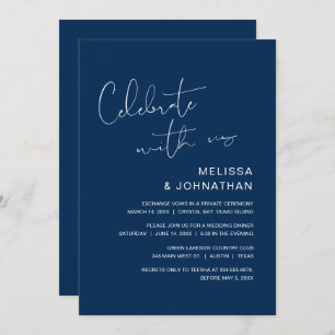 Invitación Moderno Elopement Boda, celebra con nosotros Invit